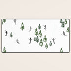 Monochrome aerial skiers illustration Desk Mat Gallery Image 3