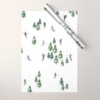 Monochrome aerial skiers illustration Wrapping Paper Gallery Image 1