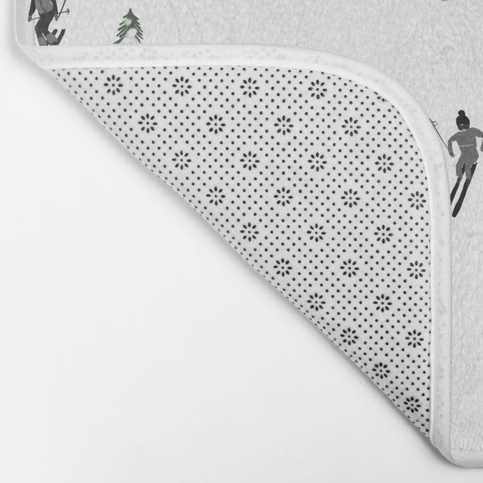 Monochrome aerial skiers illustration Bath Mat Gallery Image 2
