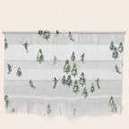 Monochrome aerial skiers illustration Wall Hanging Gallery Image 1