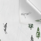 Monochrome aerial skiers illustration Wall Tapestry Gallery Image 3