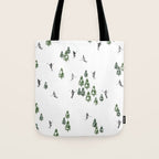 Monochrome aerial skiers illustration Tote Bag Gallery Image 1