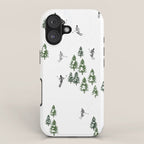 Monochrome aerial skiers illustration iPhone Case Gallery Image 1