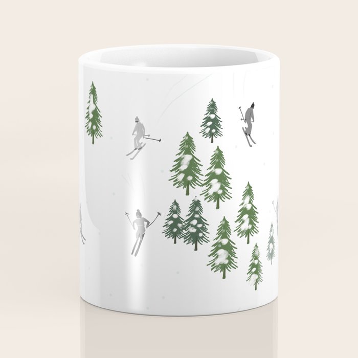 Monochrome aerial skiers illustration Coffee Mug Gallery Image 4