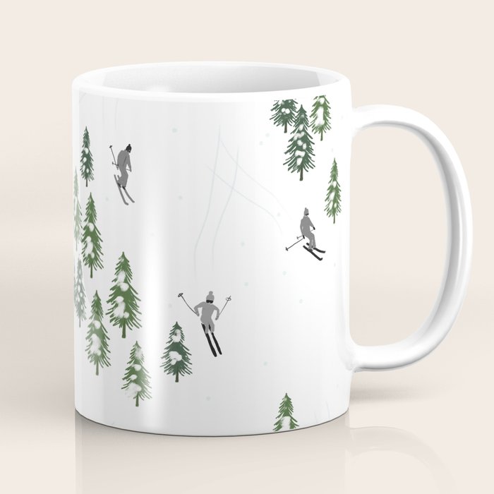 Monochrome aerial skiers illustration Coffee Mug Gallery Image 1