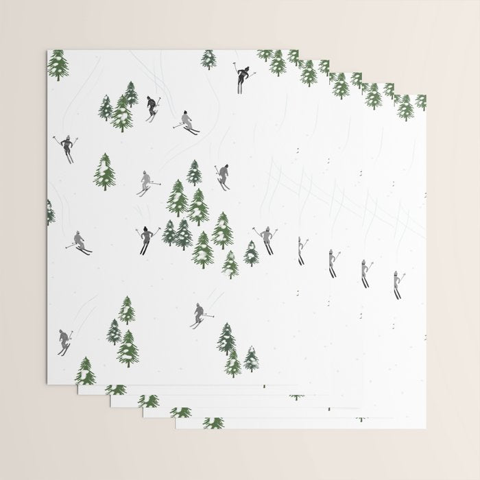 Monochrome aerial skiers illustration Wrapping Paper Gallery Image 3