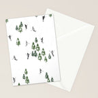 Monochrome aerial skiers illustration Stationery Card Gallery Image 2