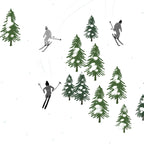 Monochrome aerial skiers illustration Coffee Mug Gallery Image 2