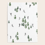 Monochrome aerial skiers illustration Poster Gallery Image 4