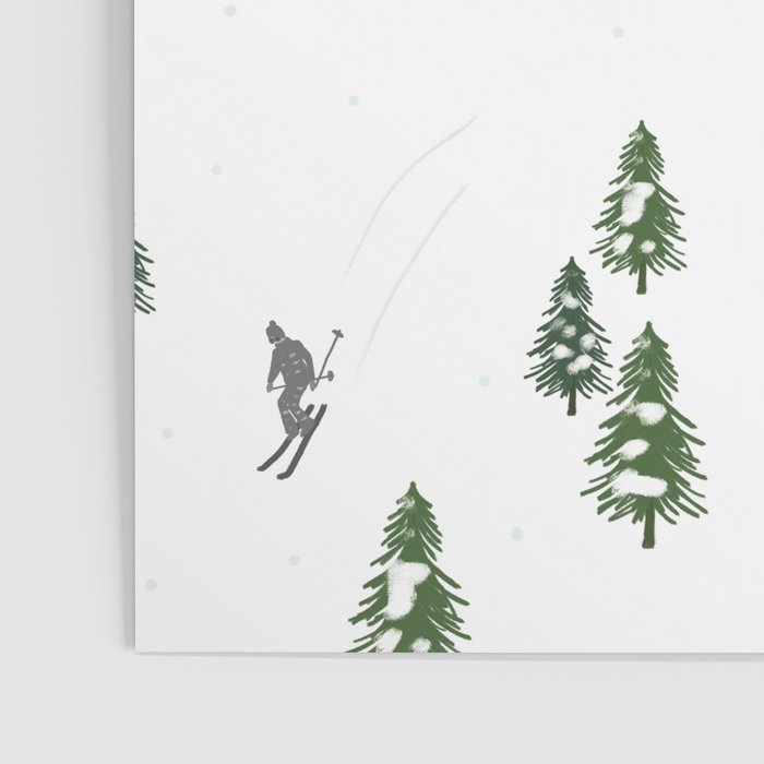 Monochrome aerial skiers illustration Poster Gallery Image 3