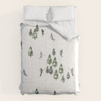Monochrome aerial skiers illustration Comforter Gallery Image 6