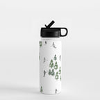 Monochrome aerial skiers illustration Water Bottle Gallery Image 1