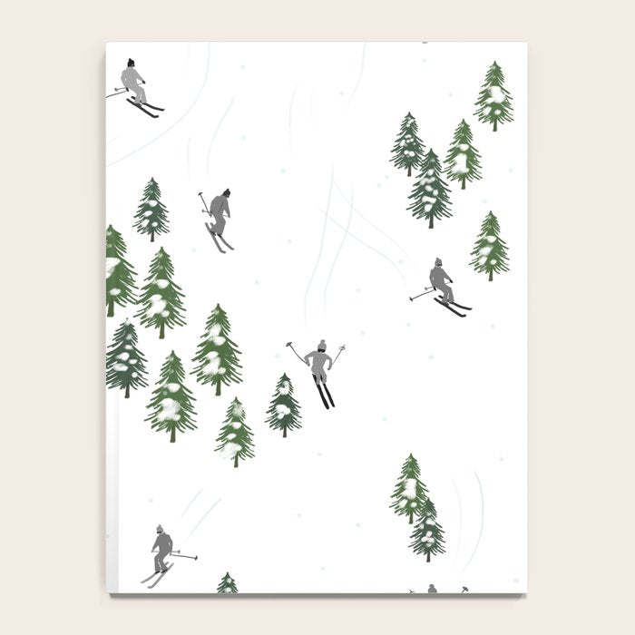 Monochrome aerial skiers illustration Notebook Gallery Image 4