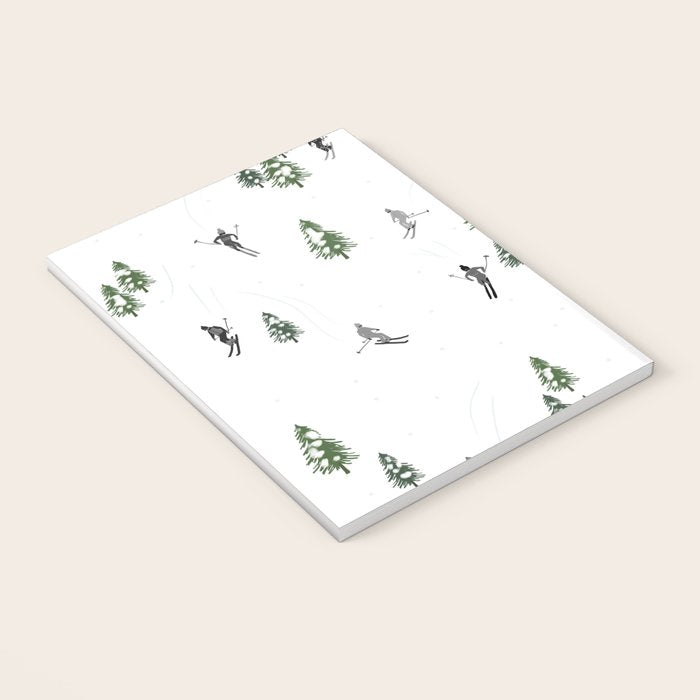 Monochrome aerial skiers illustration Notebook Gallery Image 3