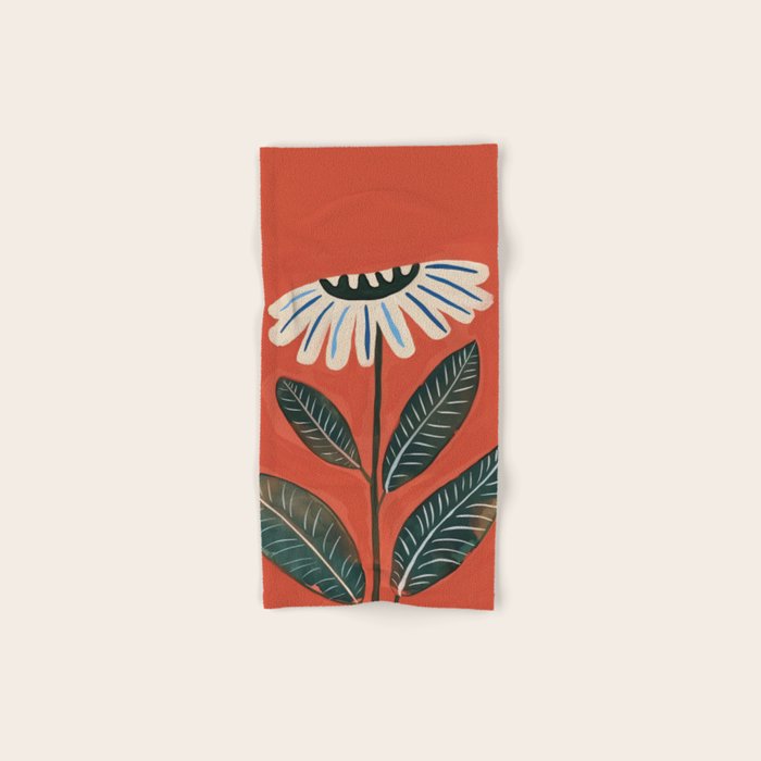 Folk Daisy Botanical Art Bath Towel Gallery Image 1