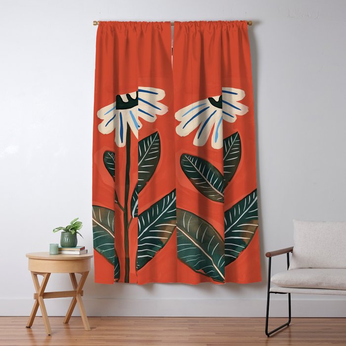 Folk Daisy Botanical Art Window Curtain Gallery Image 5