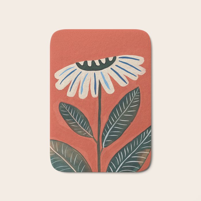 Folk Daisy Botanical Art Bath Mat Gallery Image 1