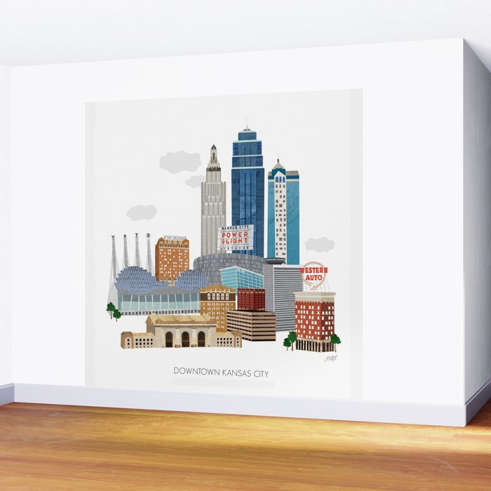 Kansas City Skyline Wall Mural Gallery Image 2