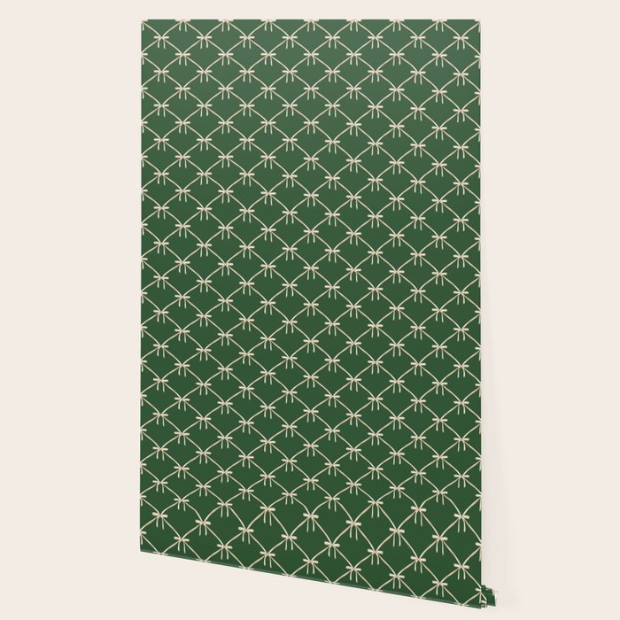Bows & Ribbons Pattern XXV Dark Forest Green Wallpaper Gallery Image 2
