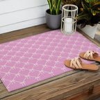 Bows & Ribbons Pattern LIII Y2K Fuchsia Pink Outdoor Rug Gallery Image 2