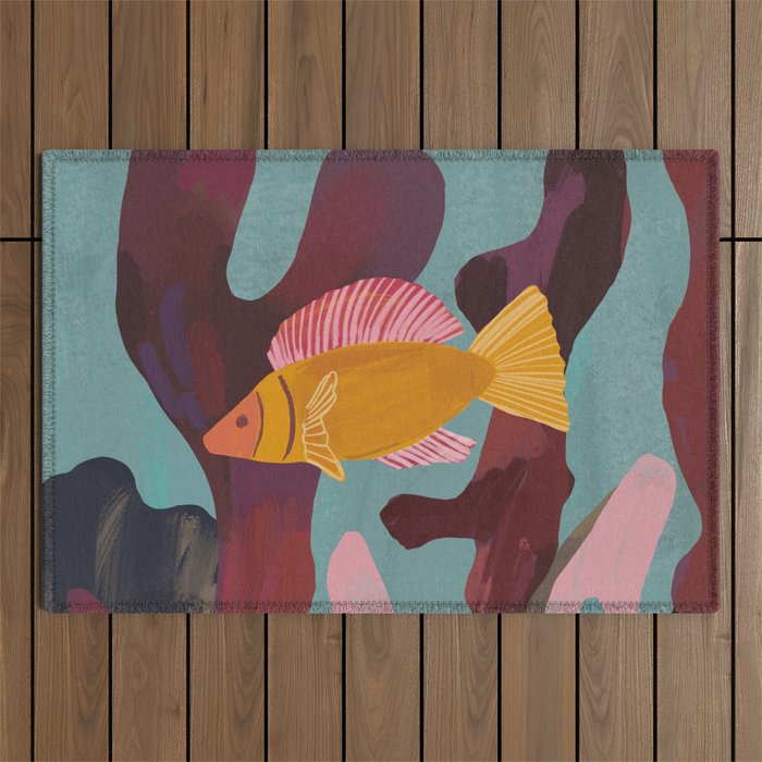 Coral and Fish Outdoor Rug Gallery Image 1