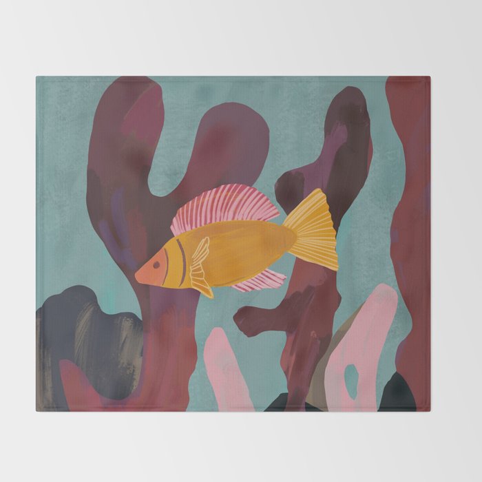 Coral and Fish Throw Blanket Gallery Image 2