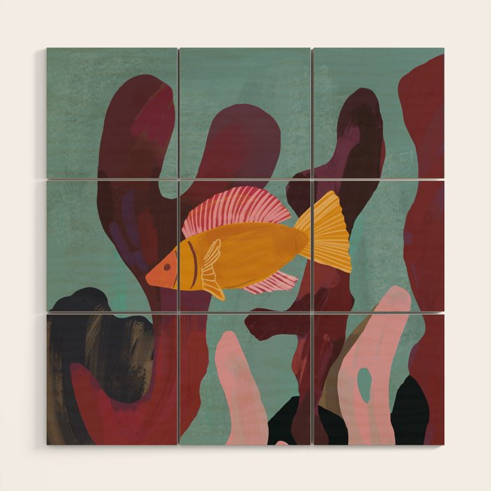 Coral and Fish Wood Wall Art Gallery Image 1