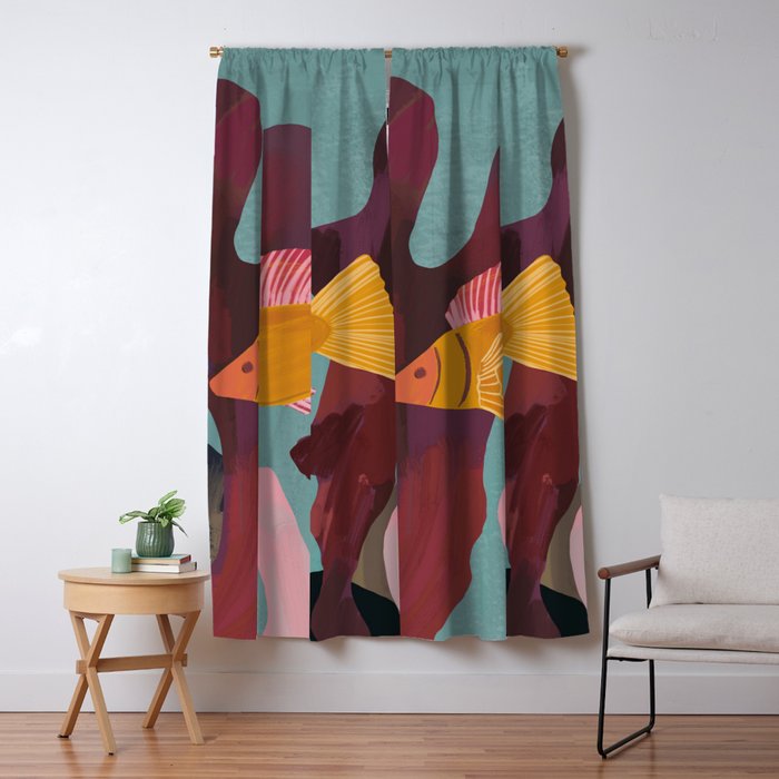 Coral and Fish Window Curtain Gallery Image 1