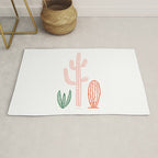 Hand drawn cactus plant art Rug Gallery Image 1