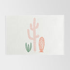 Hand drawn cactus plant art Rug Gallery Image 2