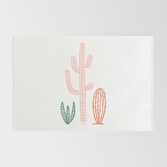 Hand drawn cactus plant art Rug Gallery Image 2
