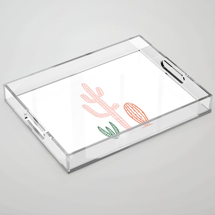 Hand drawn cactus plant art Acrylic Tray Gallery Image 1