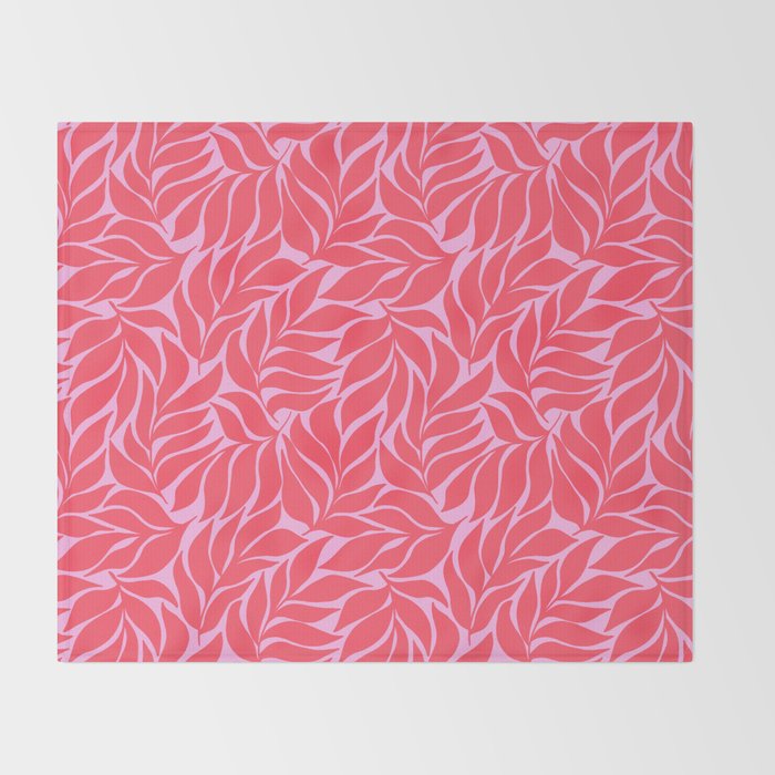 Hot Pink Tropical Palm Leaves Throw Blanket Gallery Image 2