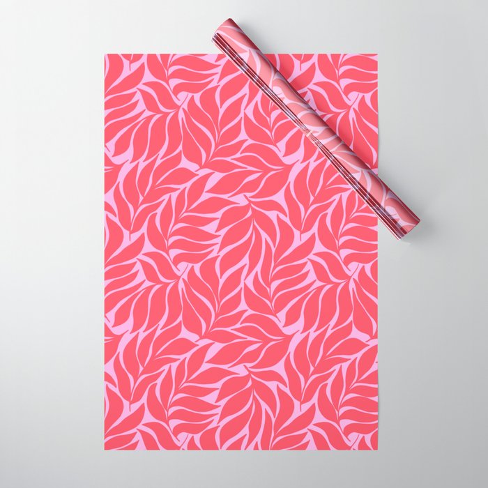 Hot Pink Tropical Palm Leaves Wrapping Paper Gallery Image 1