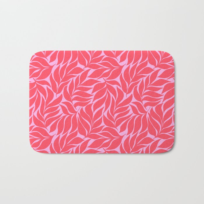 Hot Pink Tropical Palm Leaves Bath Mat Gallery Image 1