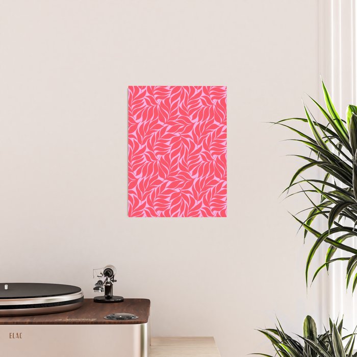 Hot Pink Tropical Palm Leaves Poster Gallery Image 2