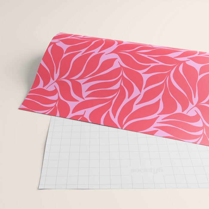 Hot Pink Tropical Palm Leaves Wrapping Paper Gallery Image 2