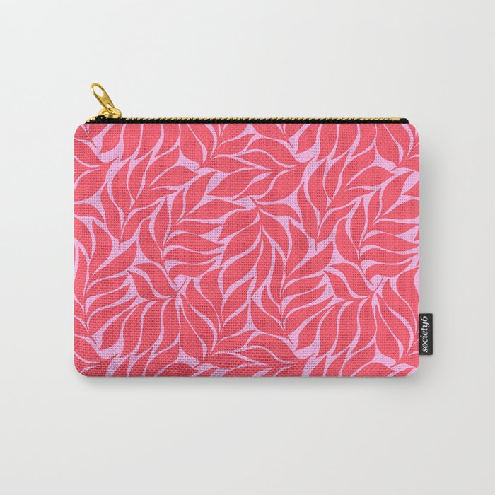 Hot Pink Tropical Palm Leaves Carry All Pouch Gallery Image 1