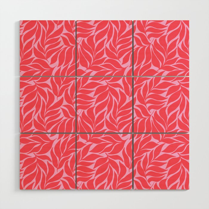 Hot Pink Tropical Palm Leaves Wood Wall Art Gallery Image 1