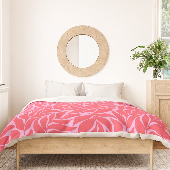 Hot Pink Tropical Palm Leaves Duvet Cover Gallery Image 3