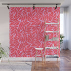 Hot Pink Tropical Palm Leaves Wall Mural Gallery Image 1