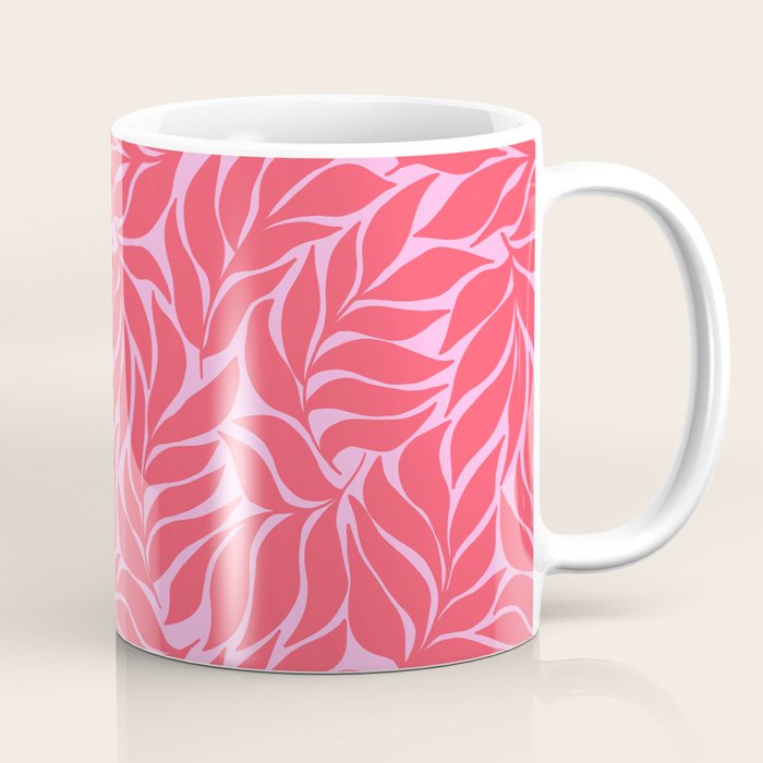 Hot Pink Tropical Palm Leaves Coffee Mug Gallery Image 1