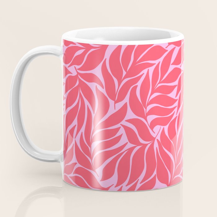 Hot Pink Tropical Palm Leaves Coffee Mug Gallery Image 3