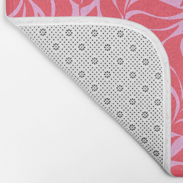 Hot Pink Tropical Palm Leaves Bath Mat Gallery Image 2