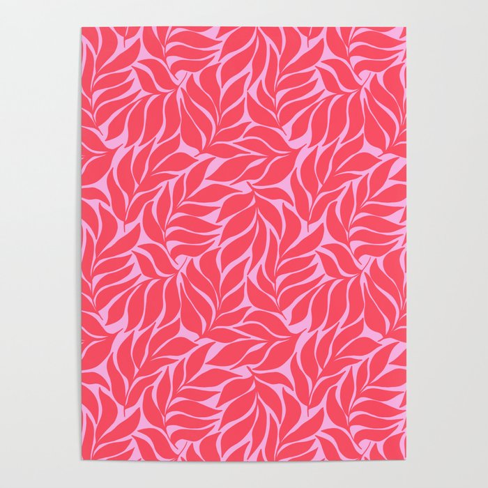 Hot Pink Tropical Palm Leaves Poster Gallery Image 1