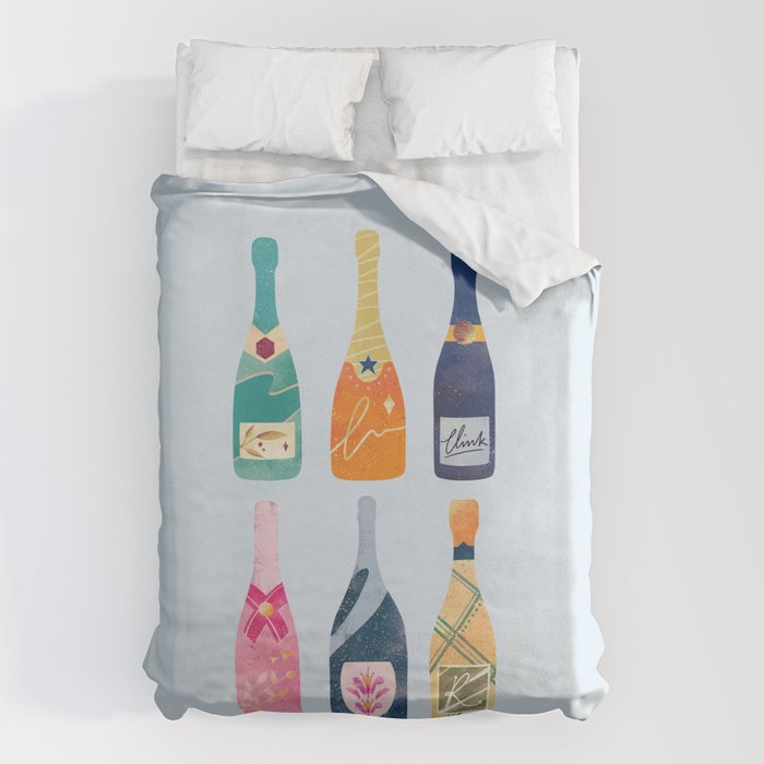 Champagne Bottles - Blue Ver. Duvet Cover Gallery Image 6