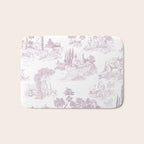 Toile de Jouy Vintage French Soft Lilac Blush Pastoral Pattern Bath Mat Gallery Image 1