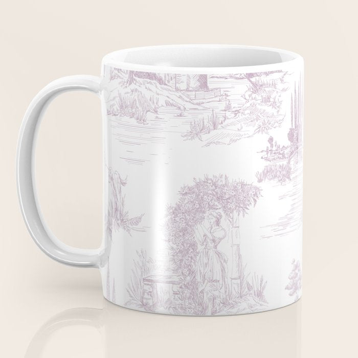 Toile de Jouy Vintage French Soft Lilac Blush Pastoral Pattern Coffee Mug Gallery Image 3