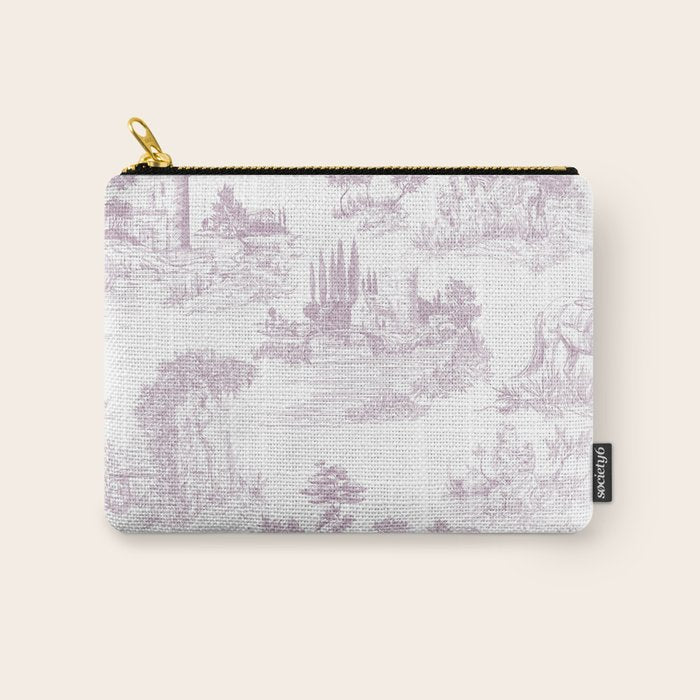 Toile de Jouy Vintage French Soft Lilac Blush Pastoral Pattern Carry All Pouch Gallery Image 1