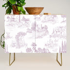 Toile de Jouy Vintage French Soft Lilac Blush Pastoral Pattern Credenza Gallery Image 1
